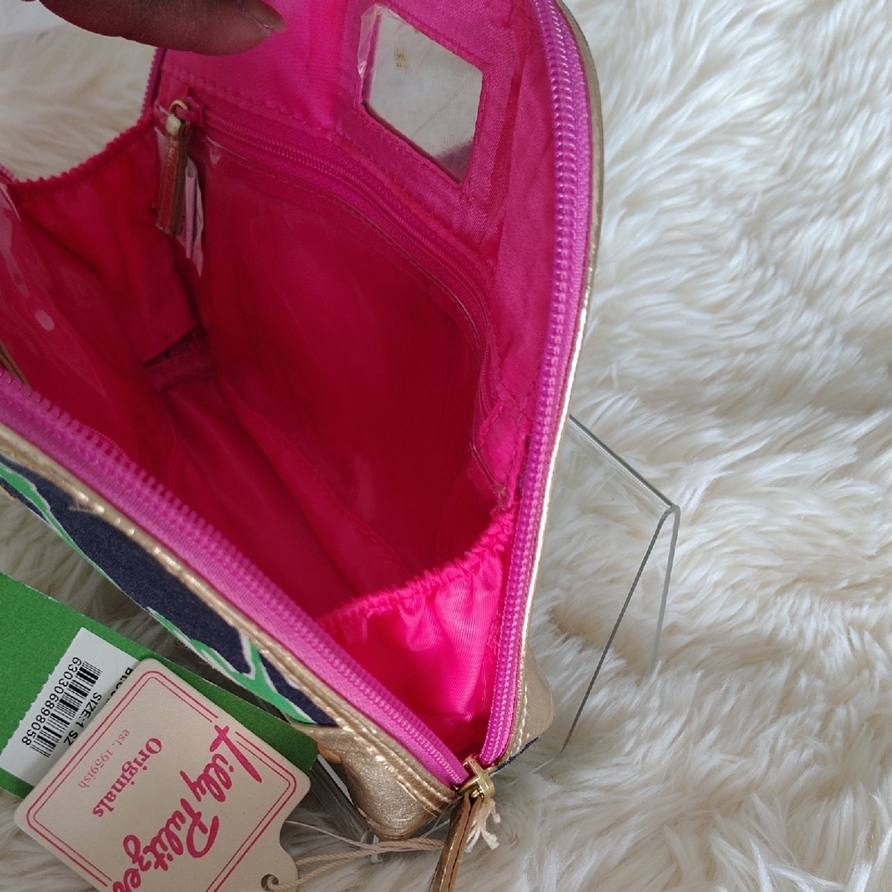 Lilly Pulitzer Navy and Green Floral Pouch - Picture 12 of 13